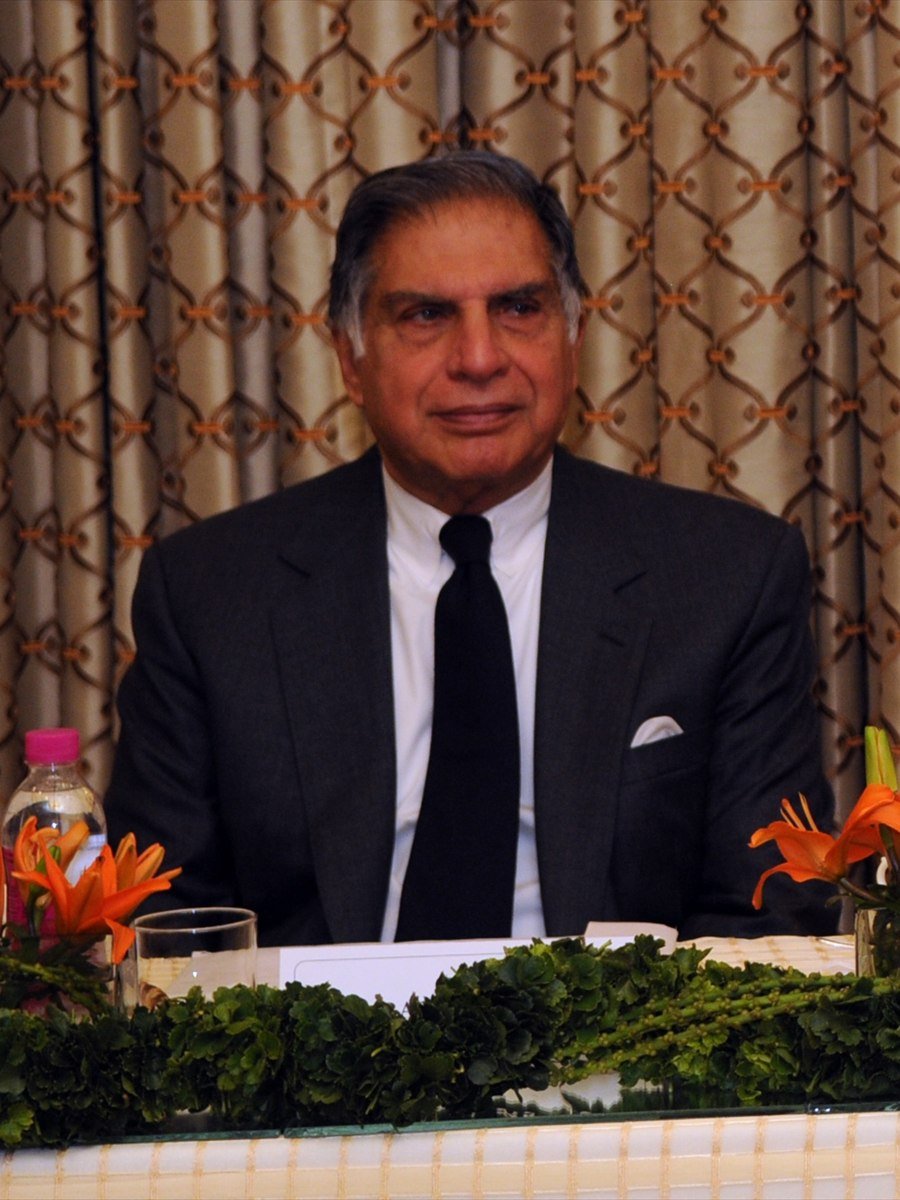 Ratan Tata, chairman of Tata Sons, in a dark suit and tie.